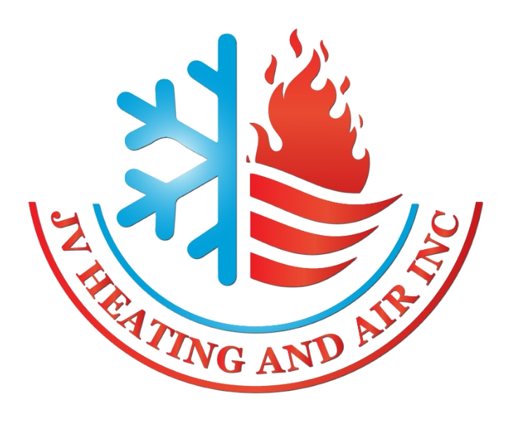 JV Heating and Air, Inc. logo — snowflake and flame emblem